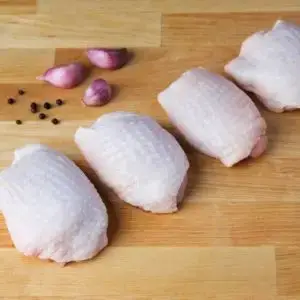 free range chicken skin thigh