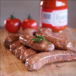 caramelised onion and rosemary lamb sausages