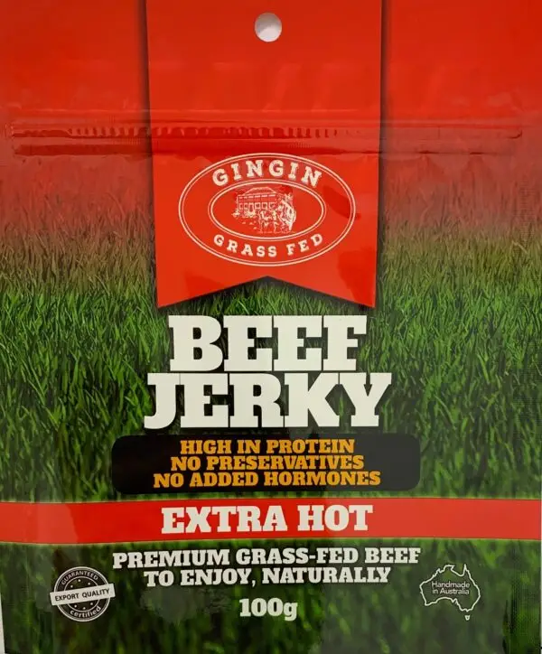 grass fed beef jerky chilli package