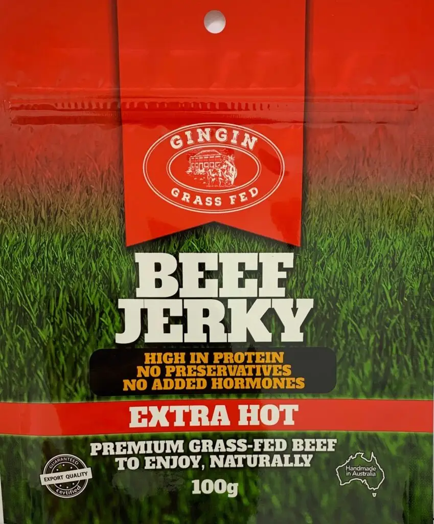 grass fed beef jerky chilli package