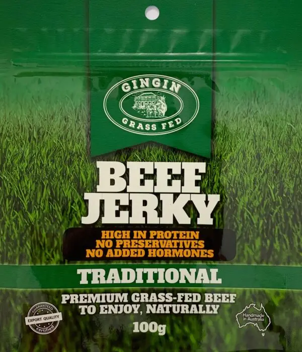 grass fed beef jerky traditional package