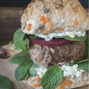 Lamb burger with Mint Dressing Recipe