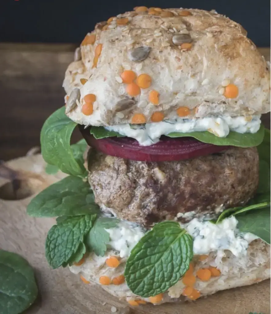 Lamb burger with Mint Dressing Recipe
