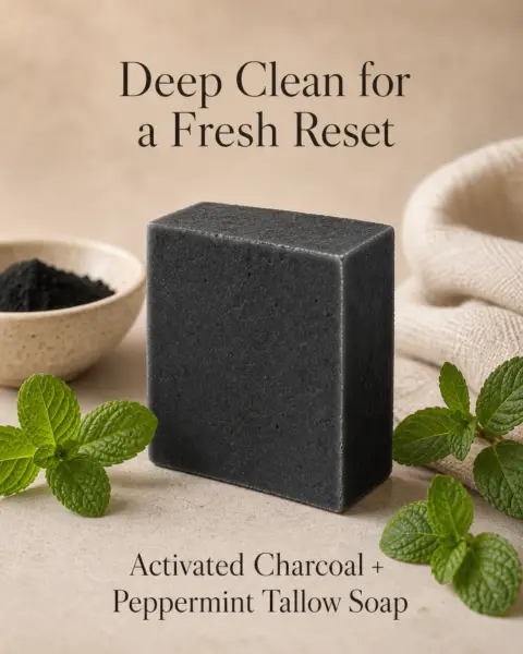Activated Charcoal & Peppermint Tallow Soap 140g